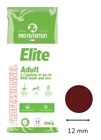 Sac Élite Adult à l’agneau et au riz 20 kg et croquette ronde de 12 mm