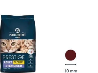 Sac Prestige chat Adult Sterilised au poulet et croquette ronde de 10 mm