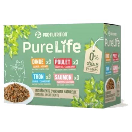 PureLife chat, assortiment, carton de 12 pochons de 85 g