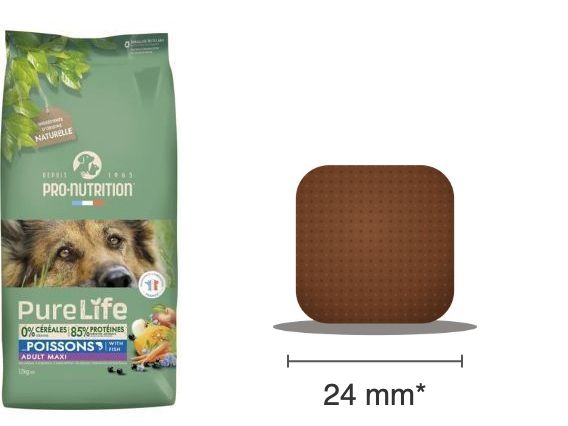 Sac PureLife chien Adult Maxi aux poissons et croquette carrée de 24 mm