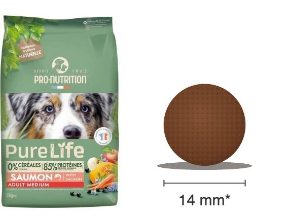 Sac PureLife chien Adult Medium au saumon et croquette ronde de 14 mm