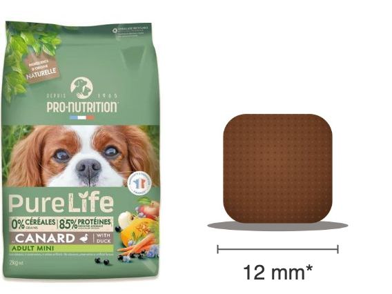 Sac PureLife chien Adult Mini au canard et croquette carrée de 12 mm