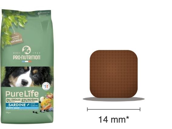 Sac PureLife chien Puppy Maxi à la sardine et croquette carrée de 14 mm