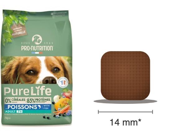 Sac PureLife chien Adult 7+ aux poissons et croquette carrée de 14 mm