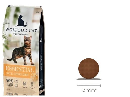 Sac Wolfood Cat Essential Agile Sterilized et croquette ronde de 10 mm