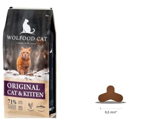 Sac Wolfood Cat Original Cat & Kitten et croquette trilobée de 9,5 mm