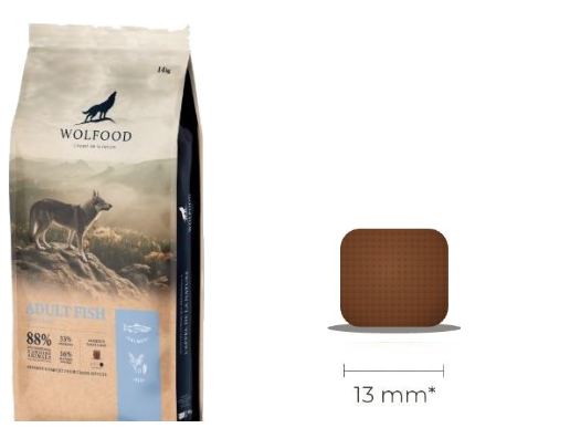Sac Wolfood Adult Fish et croquette carrée de 13 mm