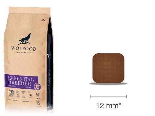 Sac Wolfood Essential Breeder et croquette carrée de 12 mm