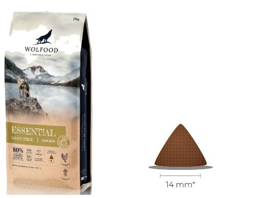 Sac Wolfood Essential Chicken et croquette triangulaire de 14 mm