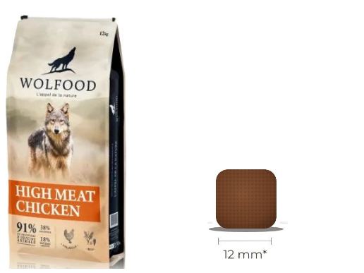 Sac Wolfood High Meat Chicken et croquette carrée de 12 mm
