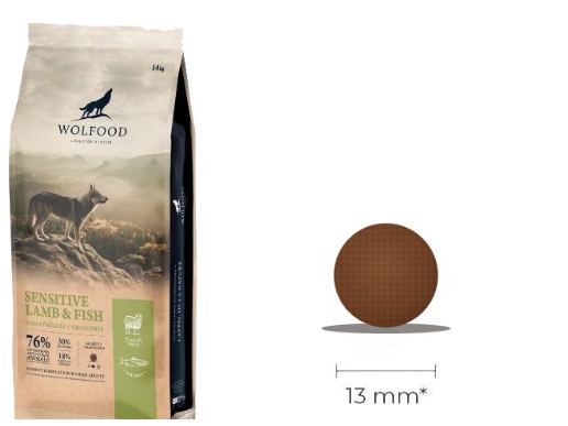 Sac Wolfood Sensitive Lamb & Fish et croquette ronde de 13 mm