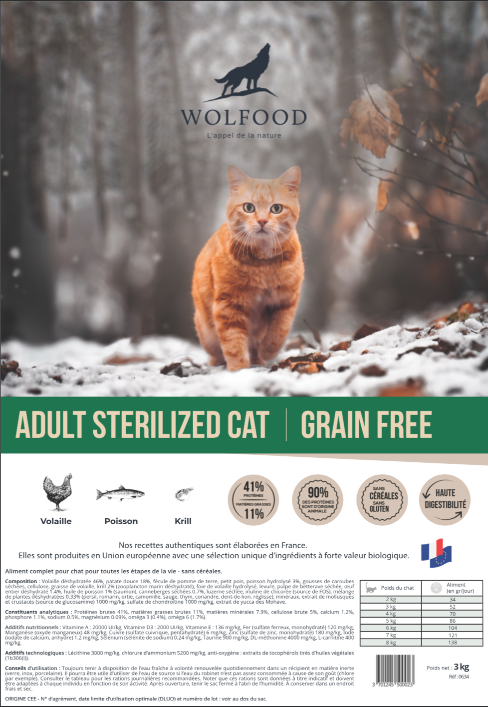 Adult Sterilized Cat  Grain Free - Wolfood - 3 kg